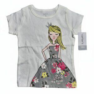 NWT | Carter's White Princess Floral Graphic T-Shirt | Size 12M